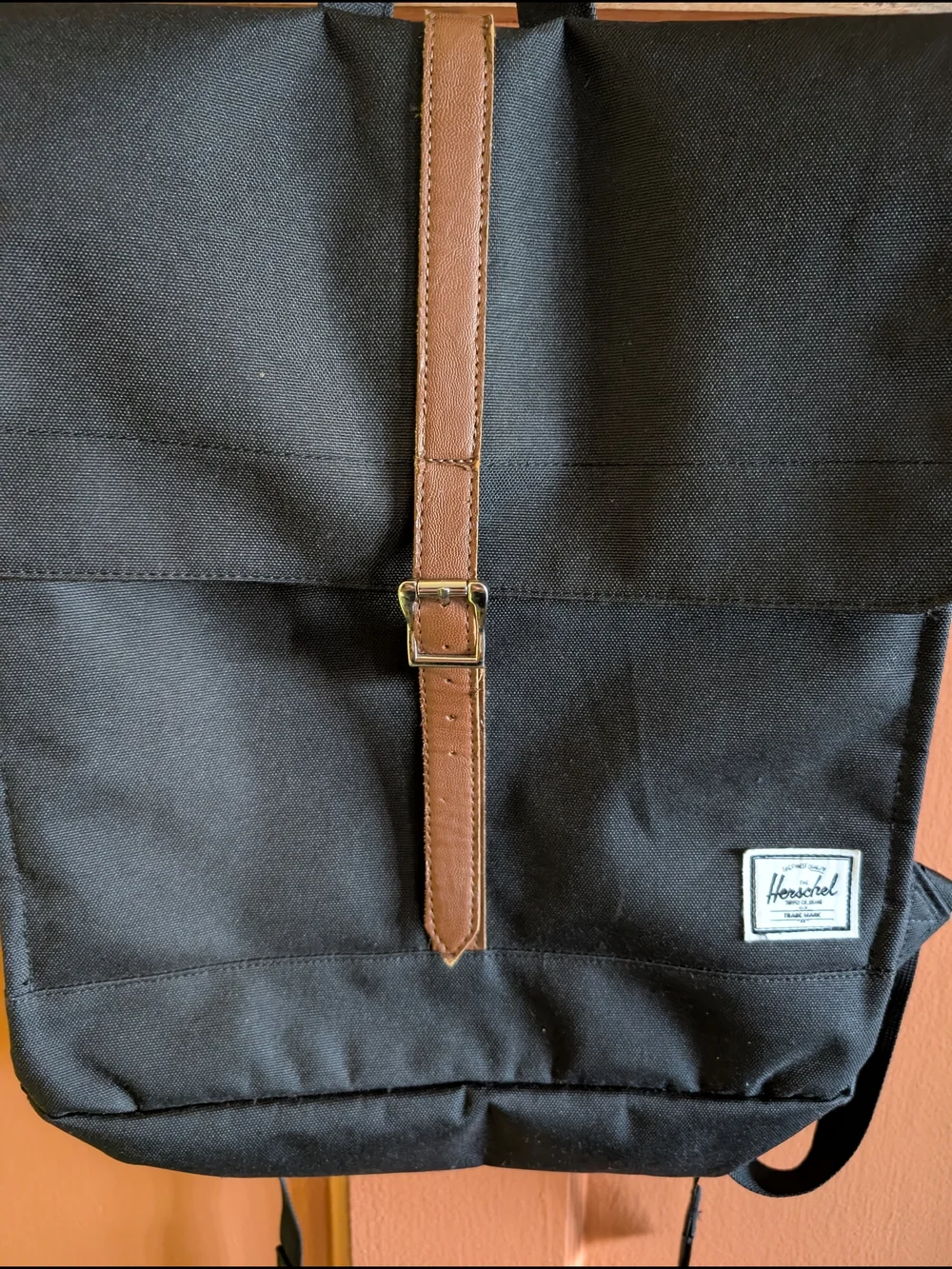 Herschel Supply Company Black Canvas Backpack with Brown Trim